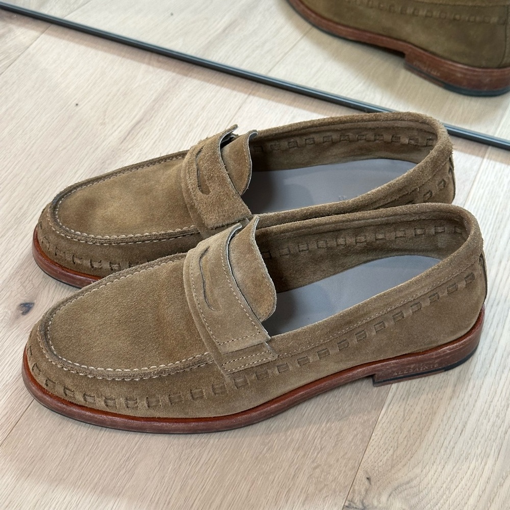 All saints Sammy tan suede leather loafers size 8 41 men’s